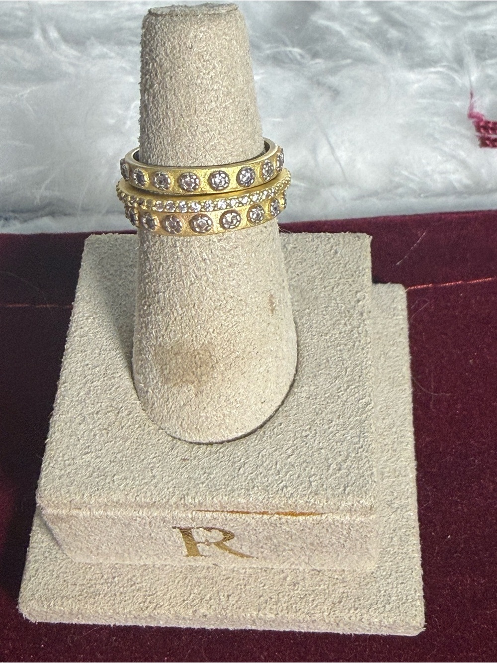 Freida RothmanStackable Gold Tone Ring Set with Clear Crystals - Women's Jewelry
